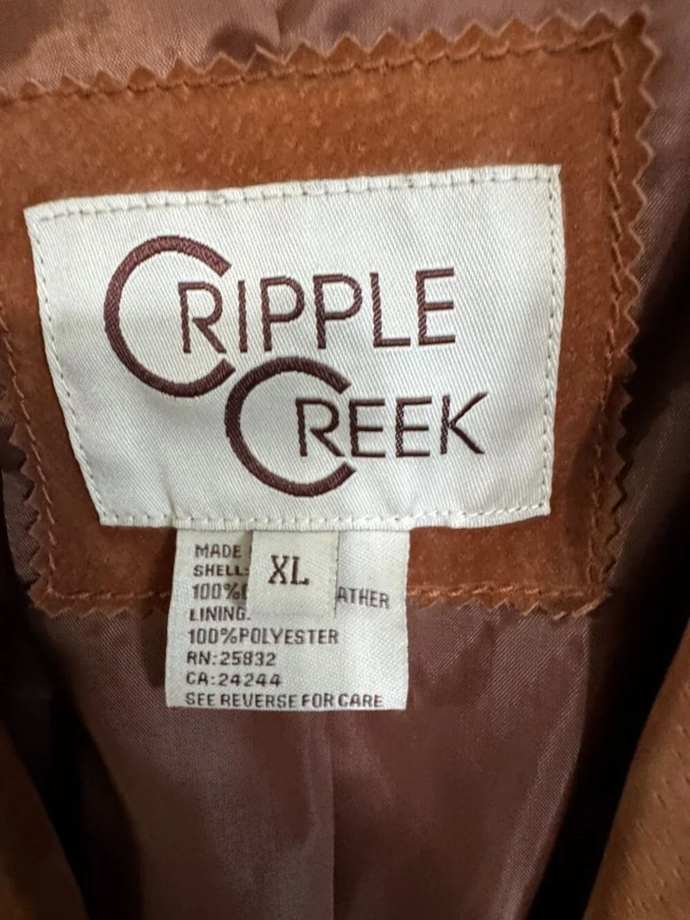 Cripple Creek Womens Western Suede Fringe Jacket Beaded Trim Brown XL 23" Vintag - Picture 5 of 14